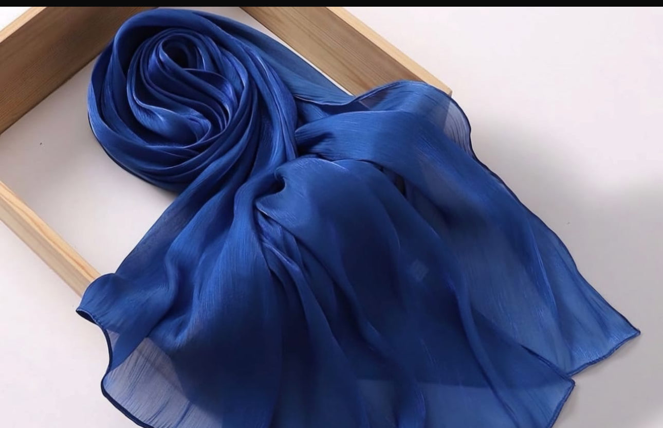 ORGANZA SILK HIJAB  - dark blue